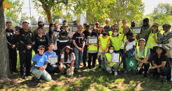 Large group of people with certificates