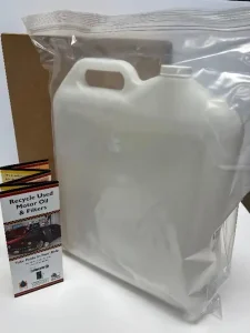 Oil container in bag