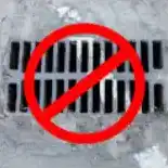 Stop icon over picture of a drain