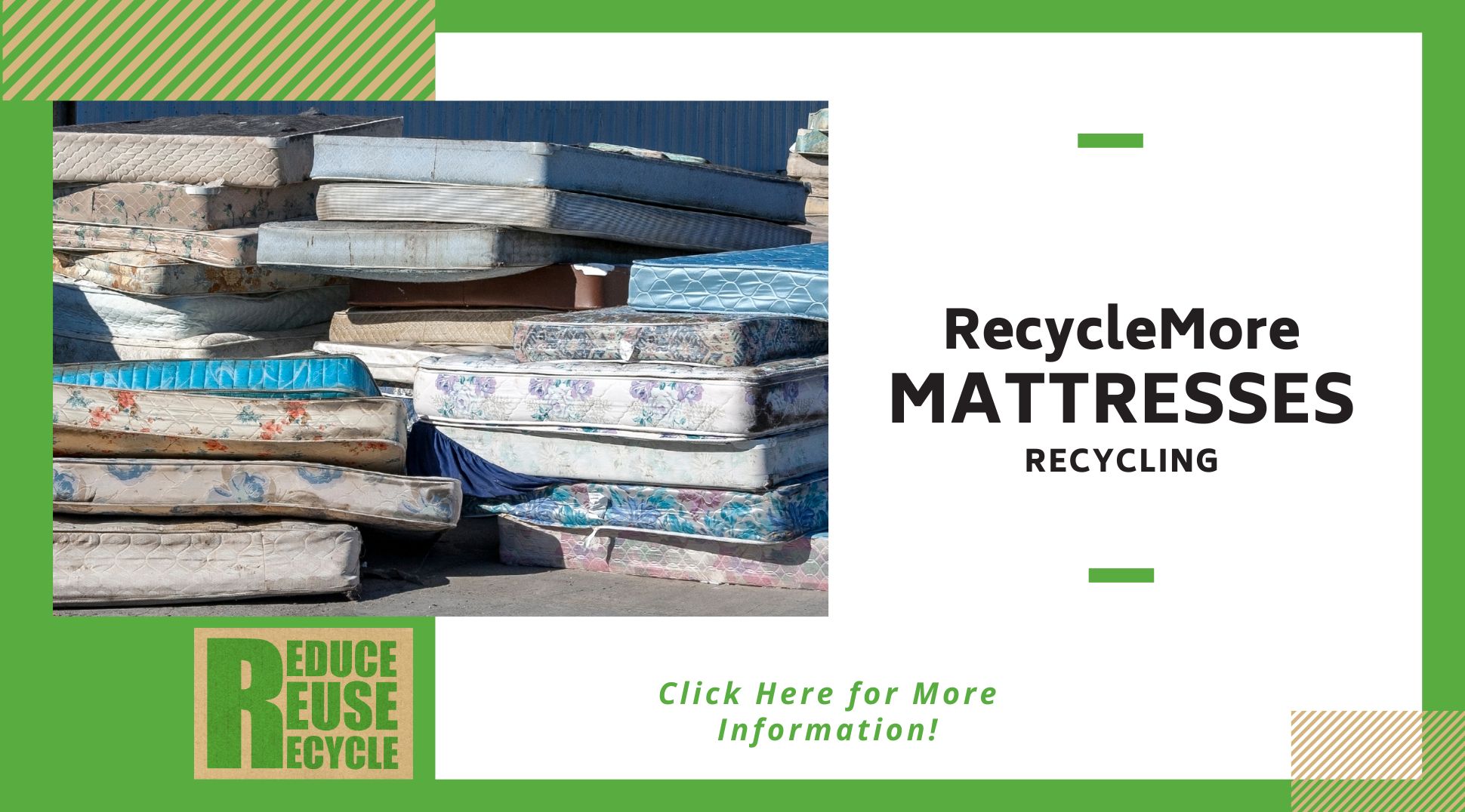 Recycle more mattresses with a stack of mattresses on the page.